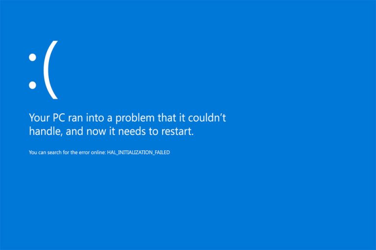 Modern blue screen of death error