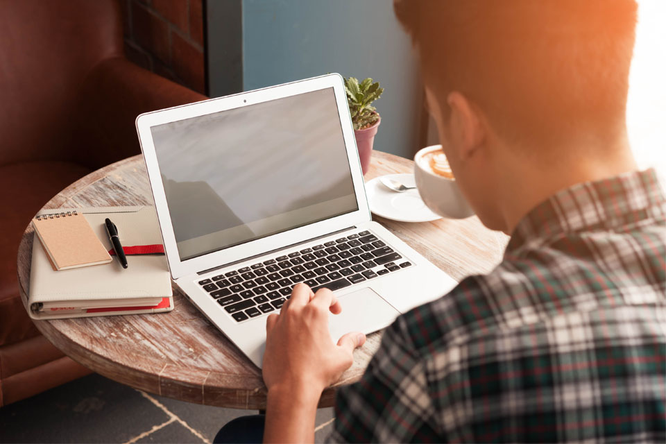 Businessman using laptop