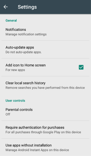 Google Android Settings