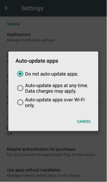 Tap Auto Update Apps
