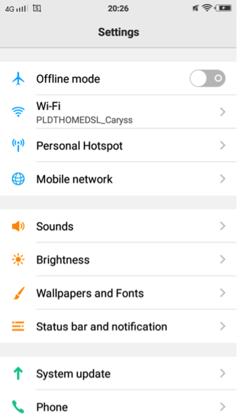 Settings -> Wi-Fi