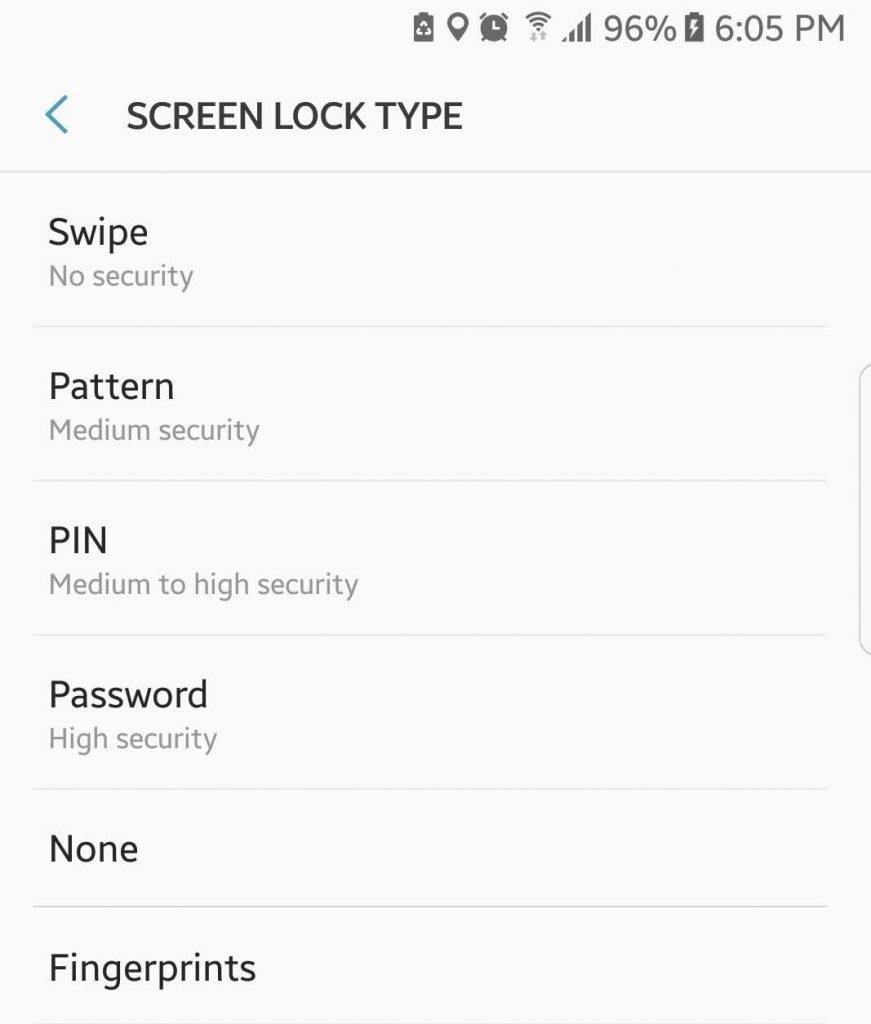 Screen Lock Type