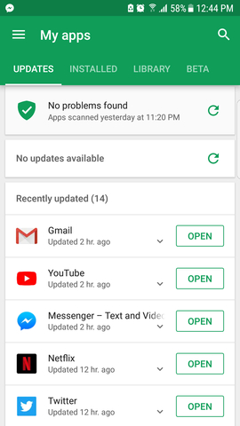 Play Store > My Apps & Games > Update All