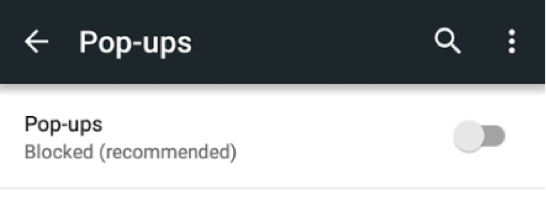 Tap the toggle switch to turn off pop-ups, thus blocking them.