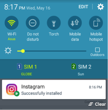 Instagram successfully installed