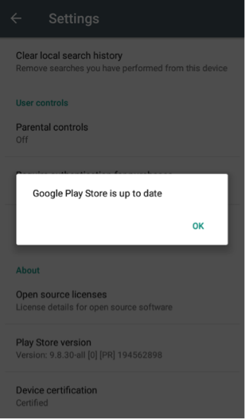 Google Play Store is up to date