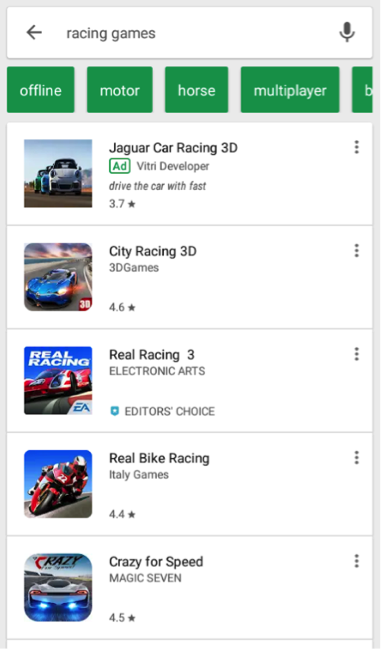 Searching Apps in Google Play Store