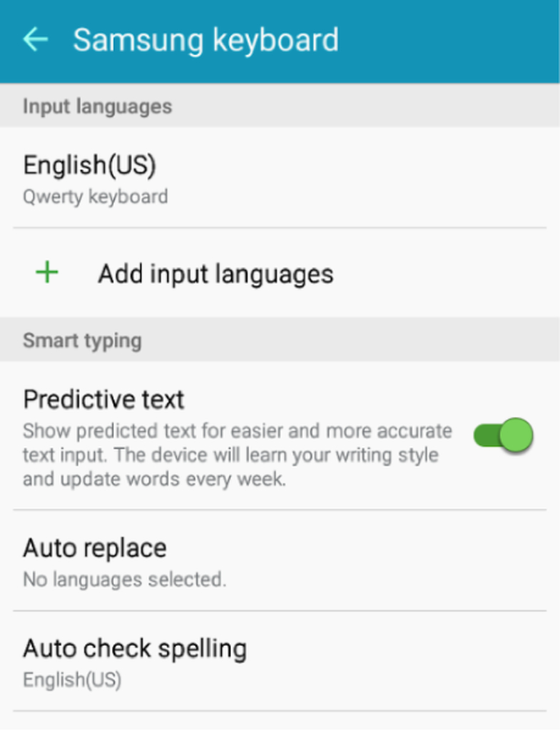 Find Predictive Text. Toggle the switch on.