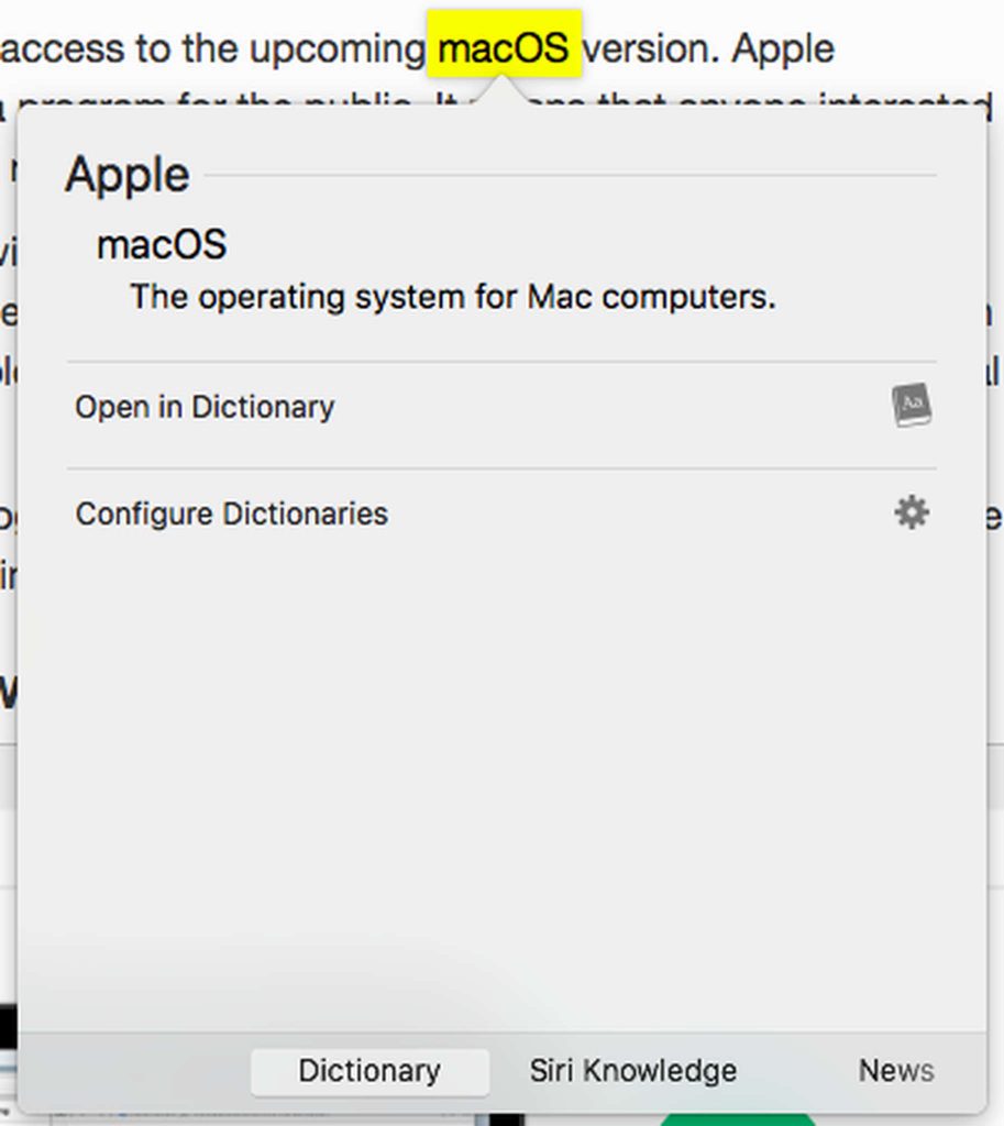 macOS Dictionary