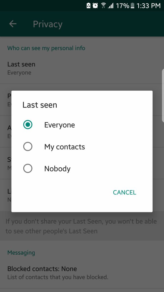 Disable Last Seen Feature