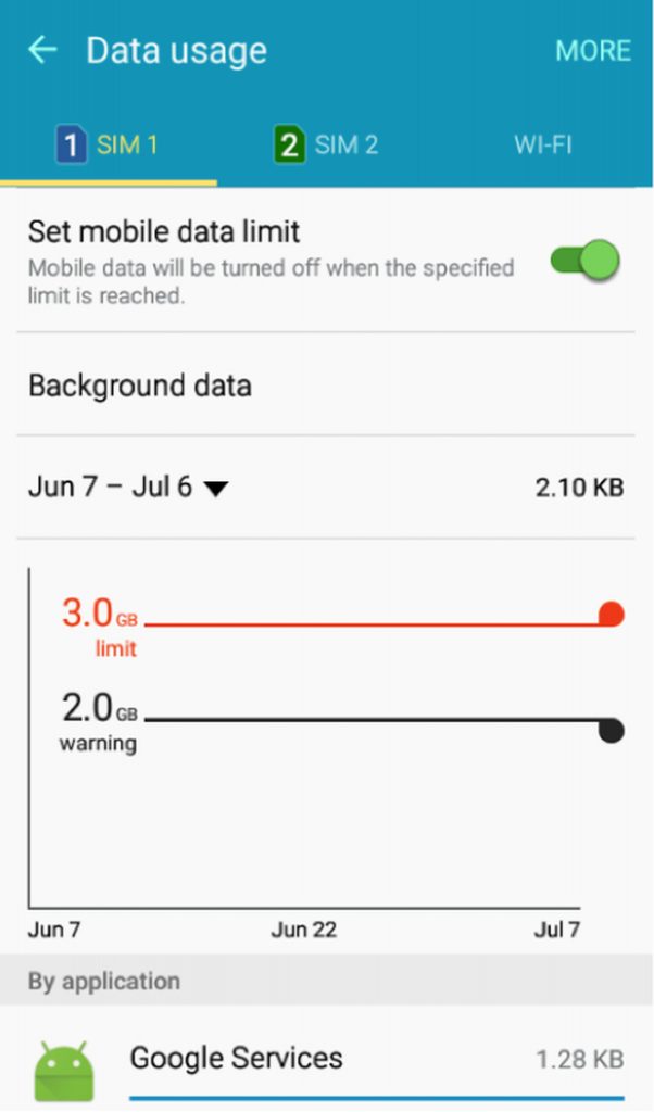 Date Usage - Set mobile data limit