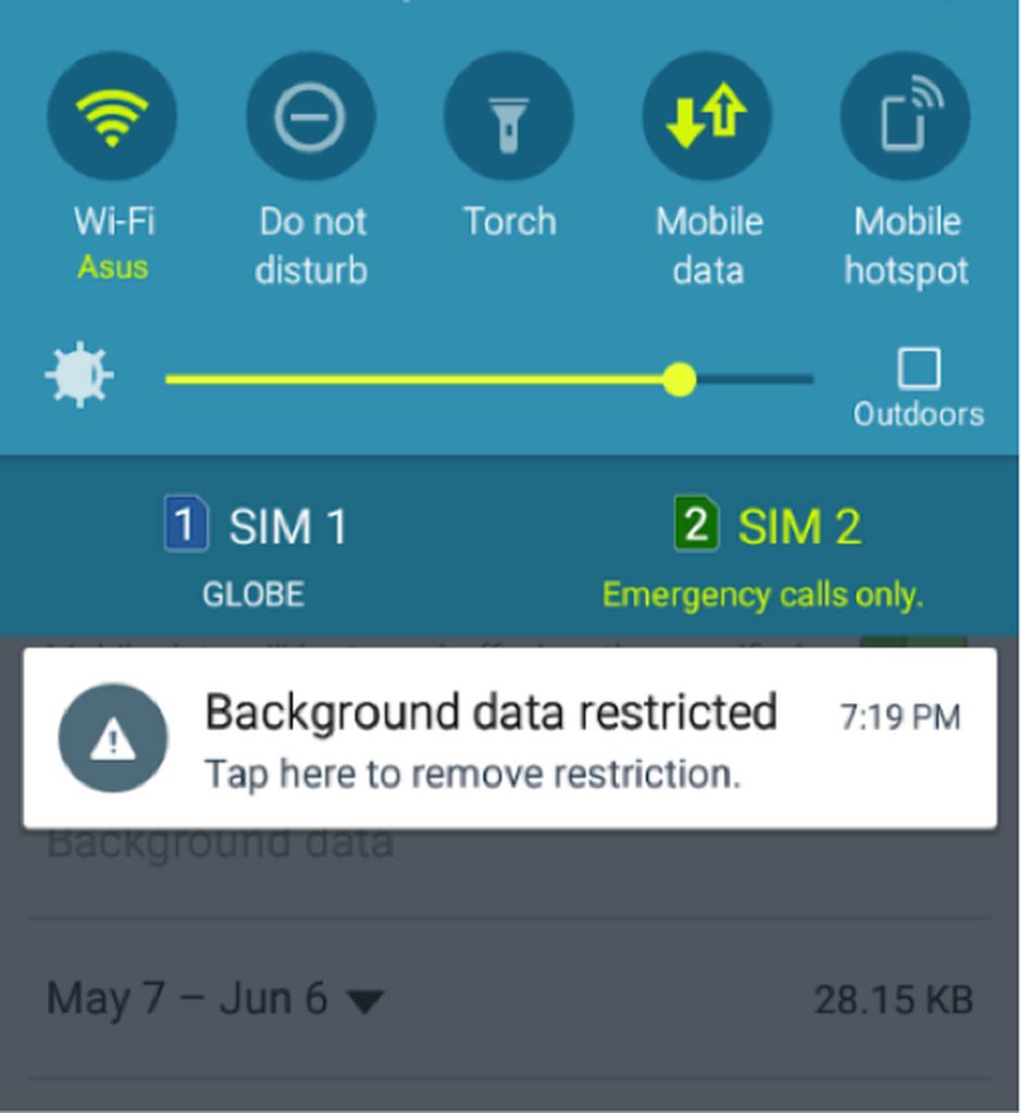 Background data restricted