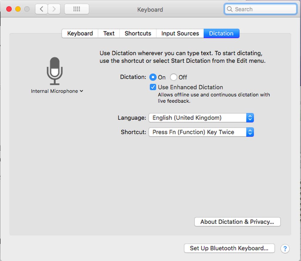 how to enable dictation on mac