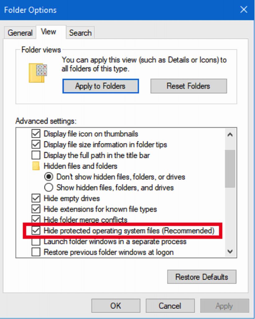 Windows Folder Options