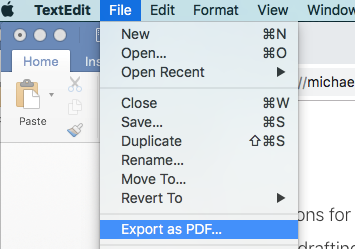 Mac Export as PDF