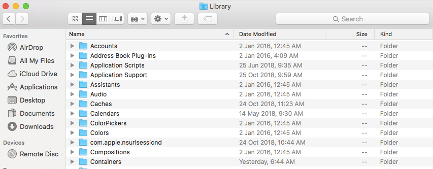 Safari Library Folder