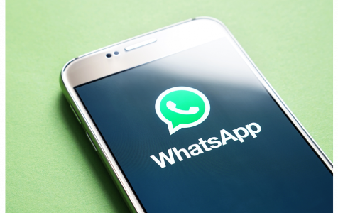 WhatsApp logo on smartphone
