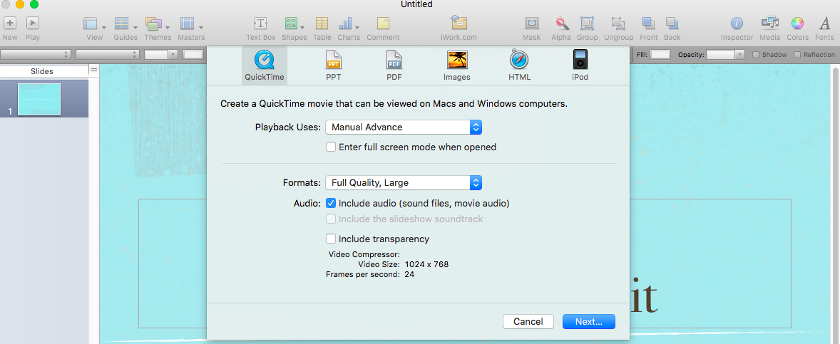 Keynote Video Export