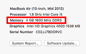 MacBook Air Memory Information