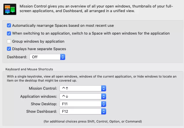 Go to System Preferences to activate Mission Control