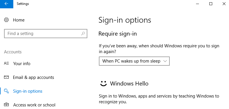 Sign-in options