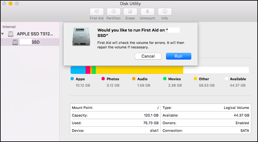 mac disk utility erase process has failed