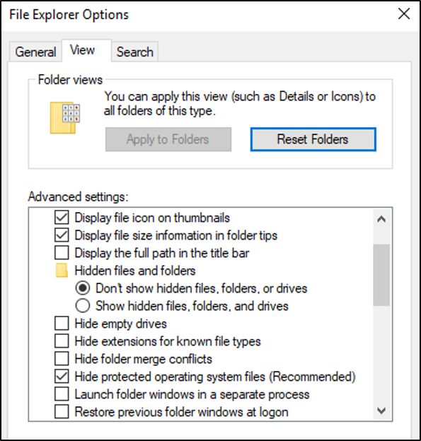 File Explorer Options