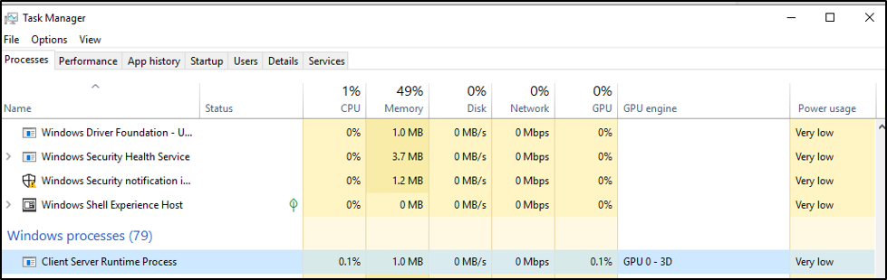 Client Runtime Server Process