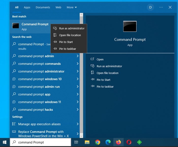 Command Prompt in Windows 10