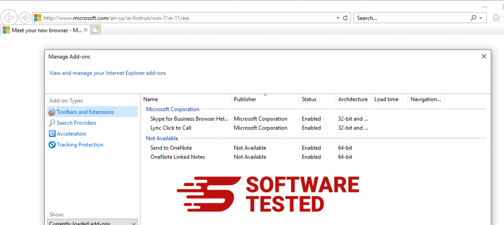 Internet Explorer Manage Add-ons