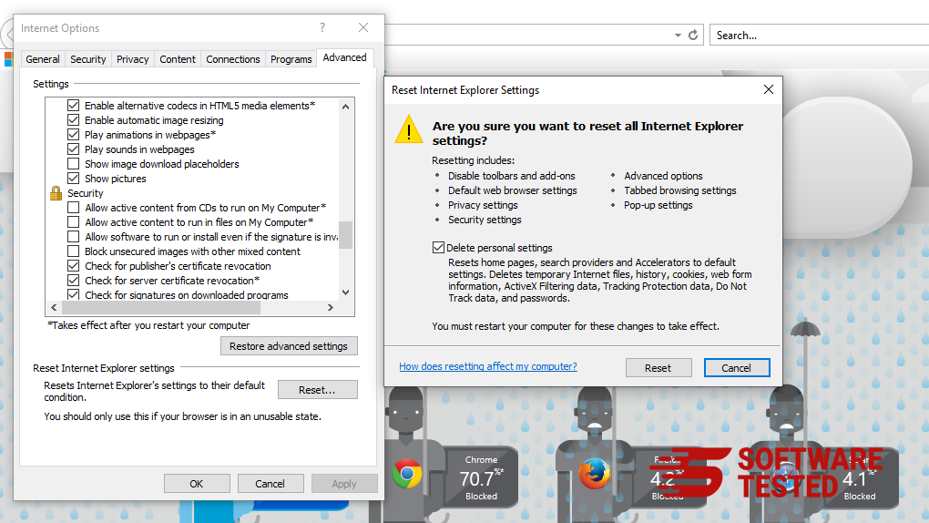 Reset Internet Explorer Settings