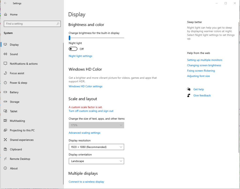 windows 10 display settings grayed out