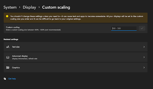 Here is how to set custom scaling on Windows 11