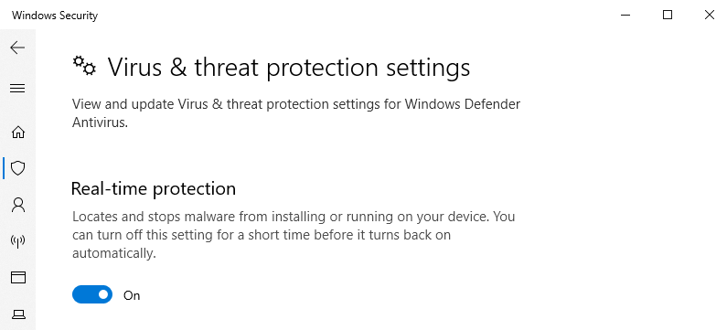 Virus and threat protection settings