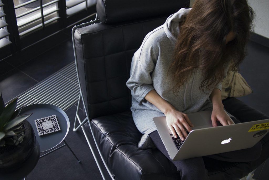 Woman using Macbook