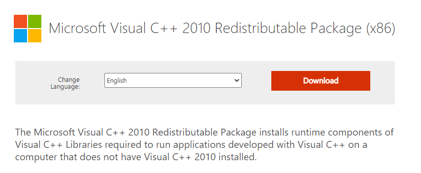 Microsoft Visual C 2010 Redistributable Package