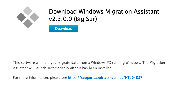 download windows migration assistant for macos catalina