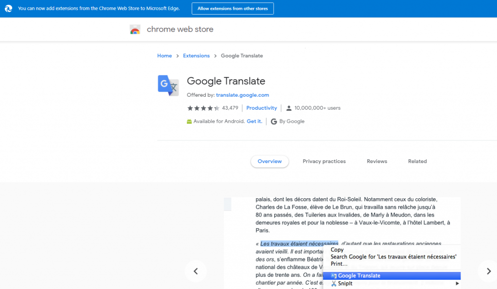 Отключить предложение перевести страницы в Microsoft Edge Chromium Pazd