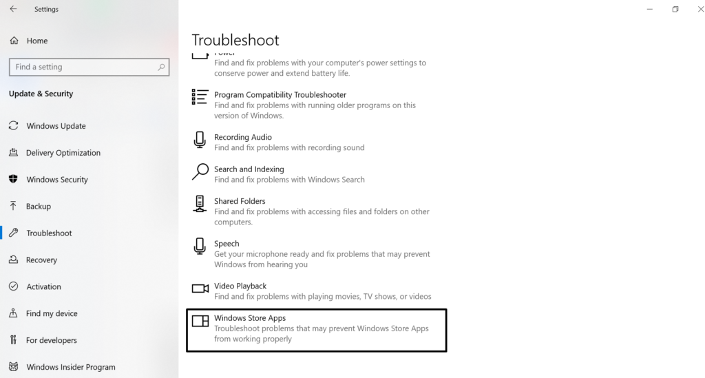 Windows Store App Troubleshooter