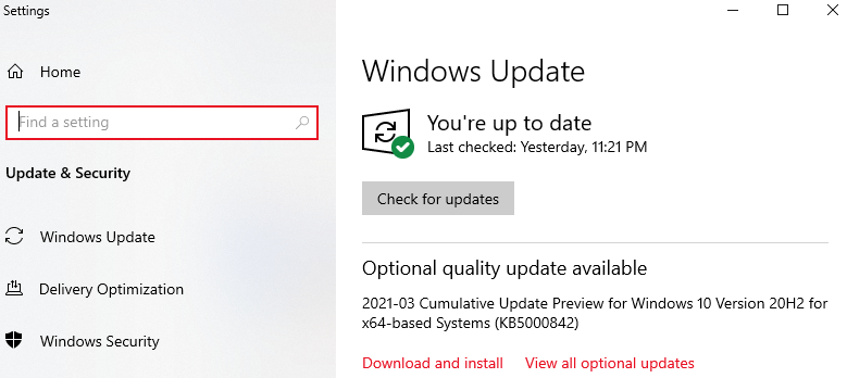 Windows Update - Up to date