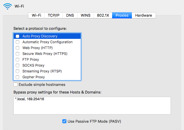 Windows proxy settings