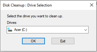 Disk Cleanup Drive Selection