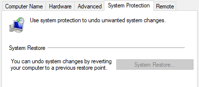 System Restore System Protection