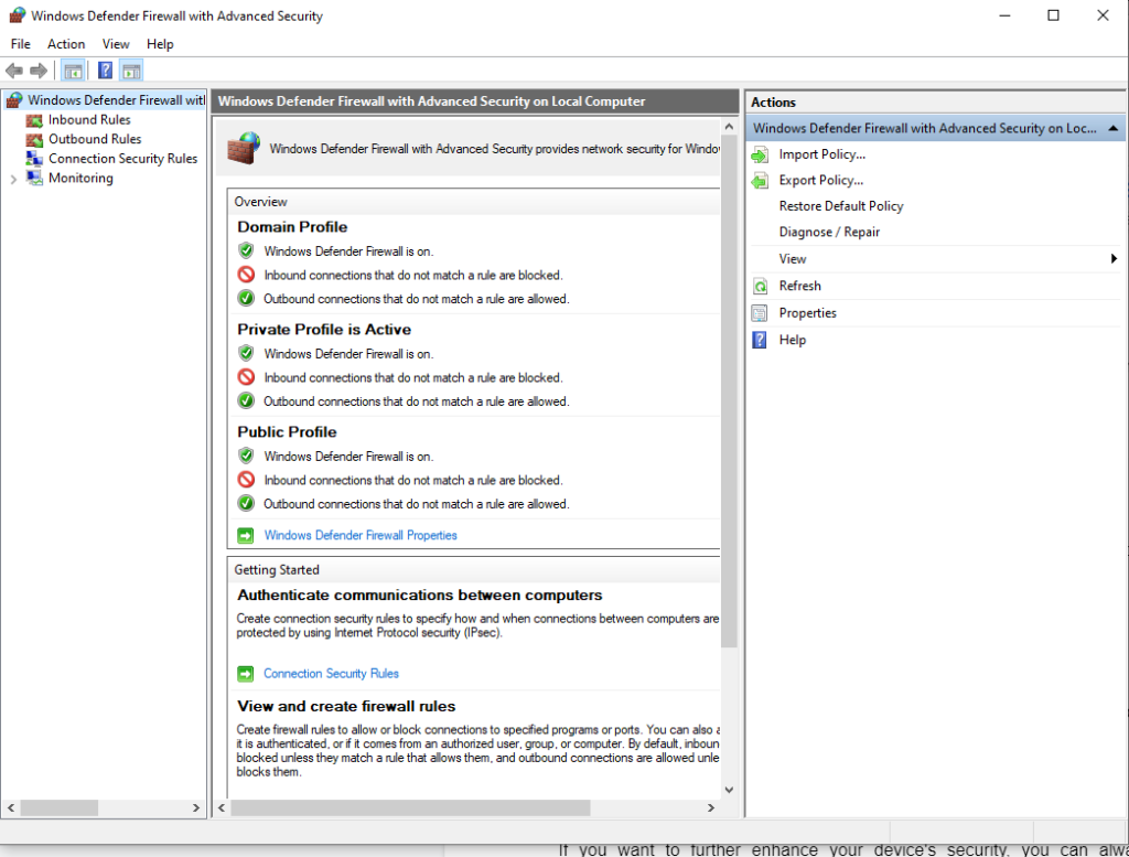 Windows Defender Firewall with Advanced Security