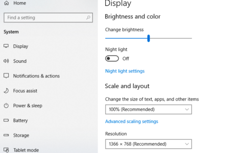 Brightness and color settings
