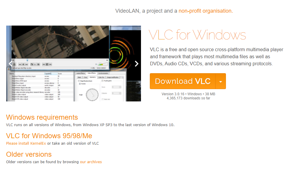 vlc player free download old version for windows xp