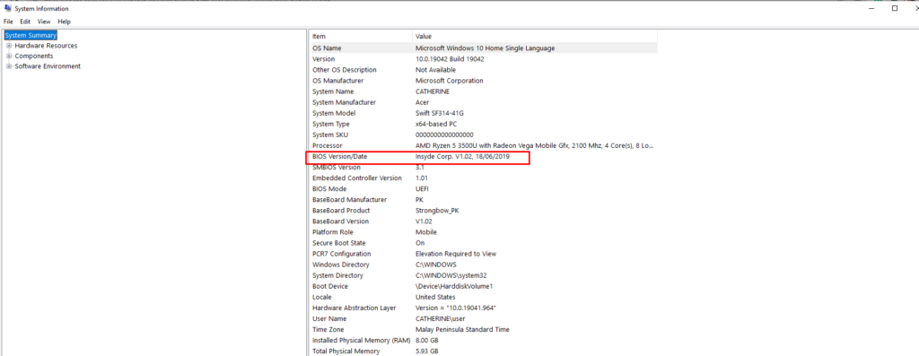 System Information - BIOS