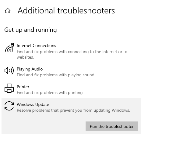 Run the Windows Update troubleshooter 