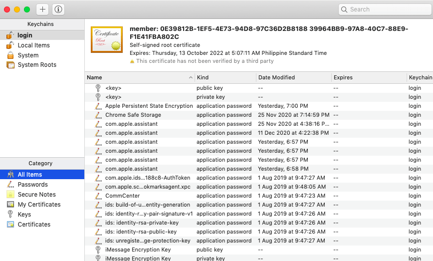 changed user password on mac reset keychain