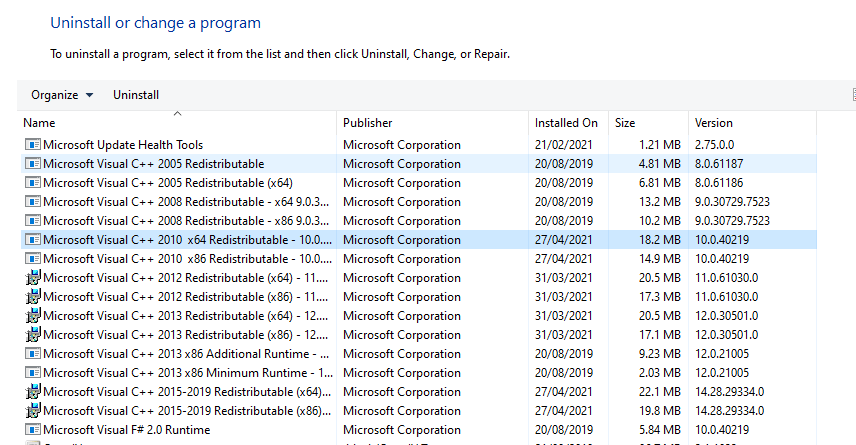 Reinstall Your Microsoft Visual C++ Redistributable Packages